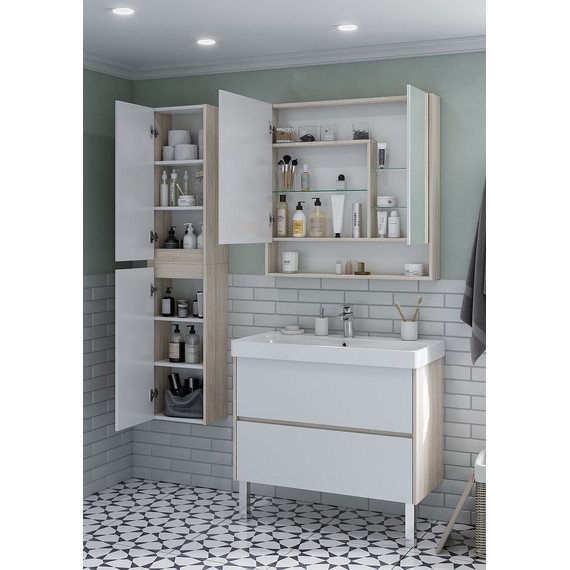 Зеркало-шкаф Акватон Сканди 85 см 1A252302SDB20, белый/дуб верона - 6 Зеркало-шкаф Акватон Сканди 85 см 1A252302SDB20, белый/дуб верона фото 6