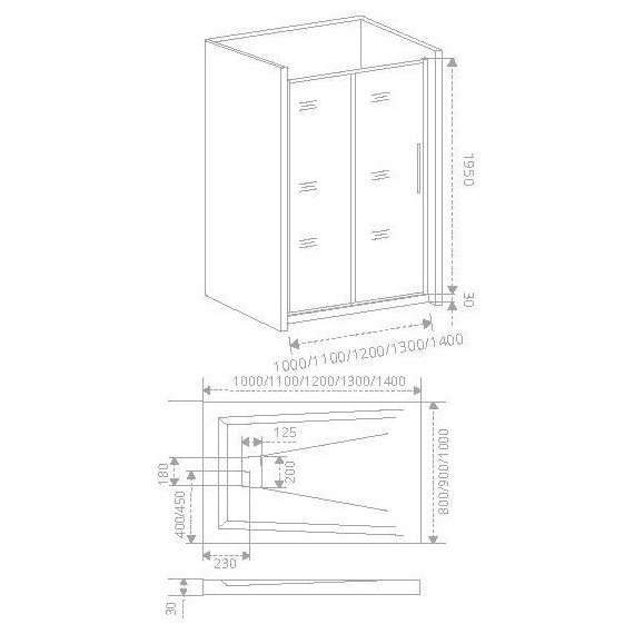 Душевая дверь Bas Idea WTW-130-C-B 130 см чёрный/прозрачное фото 4