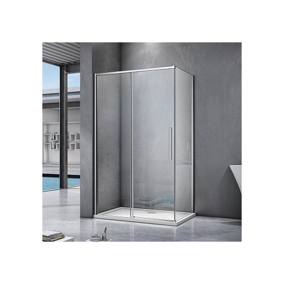 Душевое ограждение Bas Idea WTW-120-C-CH+SP-100-C-CH 120х100 см, хром/прозрачное фото 