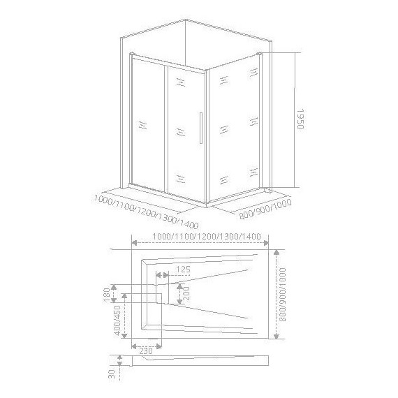 Душевое ограждение Bas Idea WTW-110-C-CH+SP-100-C-CH 110х100 см, хром/прозрачное фото 3
