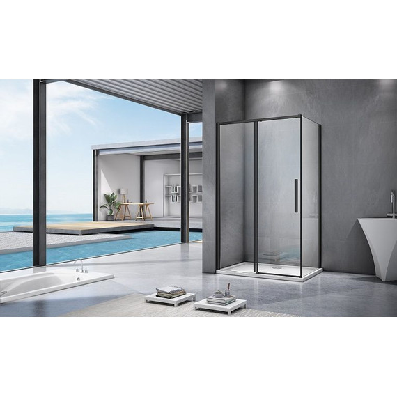 Душевое ограждение Bas Idea WTW-110-C-B+SP-80-C-B 110х80 см, чёрный/прозрачное фото 3