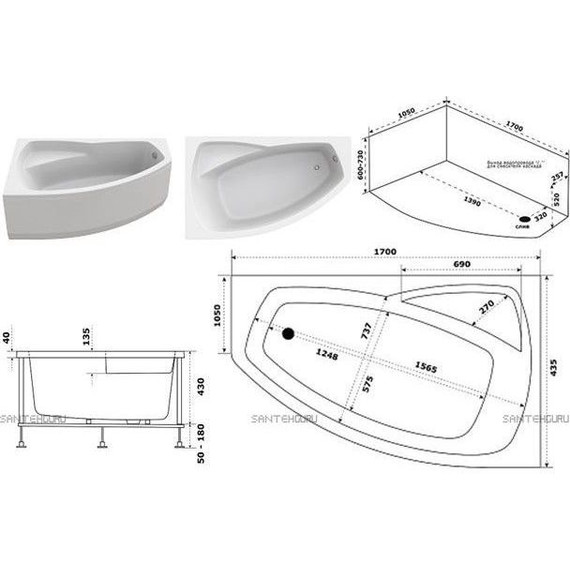 Панель фронтальная Bas Камея 170 см R фото 2