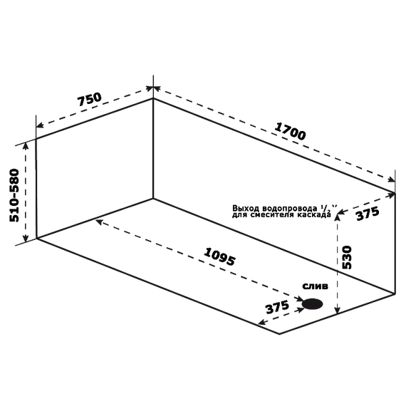 Ванна акриловая Bas Толедо 170х75 см - 6 Ванна акриловая Bas Толедо 170х75 см фото 6