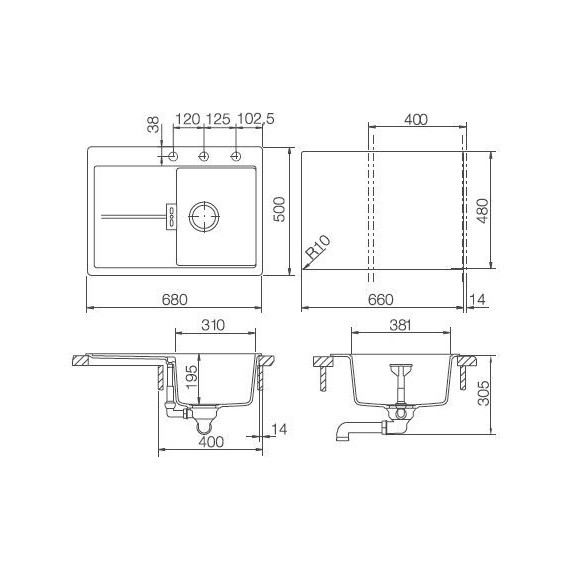 Кухонная мойка Schock Horizont 40D Small 700092, магма фото 2