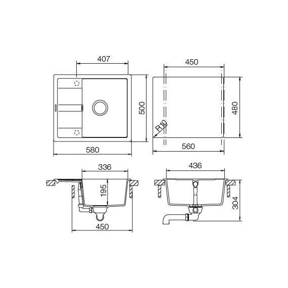 Кухонная мойка Schock Optima 45D 700786, оникс фото 4