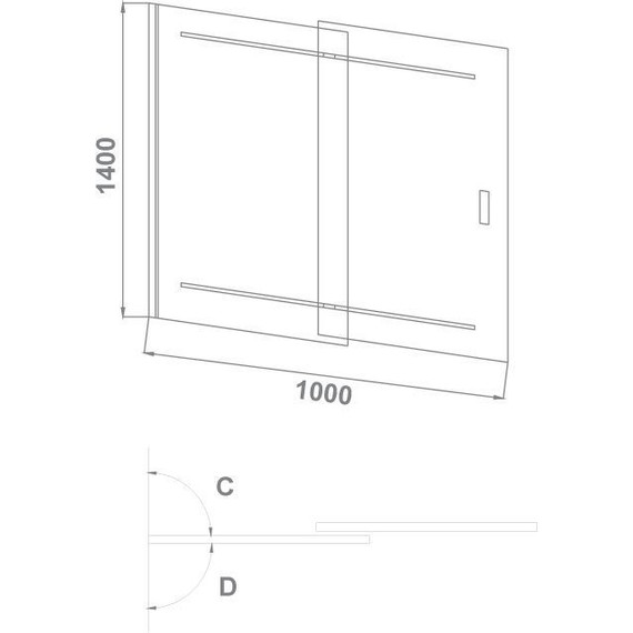 Шторка для ванны Bas Screen SL-100-C-CH 1000х1400 мм, хром/прозрачное фото 3