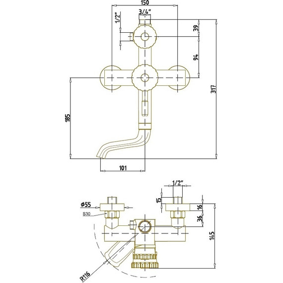 Душевая стойка Bronze de Luxe Windsor 10120F, бронза фото 5