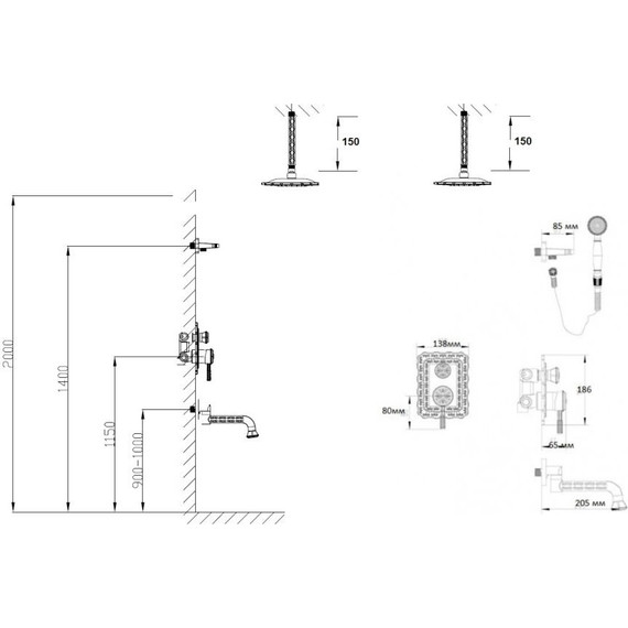 Душевая система для ванны Bronze de Luxe Windsor 10137/1F, бронза - 4 Душевая система для ванны Bronze de Luxe Windsor 10137/1F, бронза фото 4