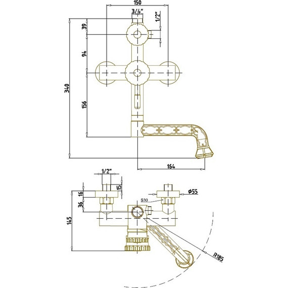 Душевая стойка Bronze de Luxe Windsor 10120PF, бронза фото 4