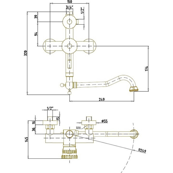 Душевая стойка Bronze de Luxe Windsor 10120DF/1, бронза фото 4