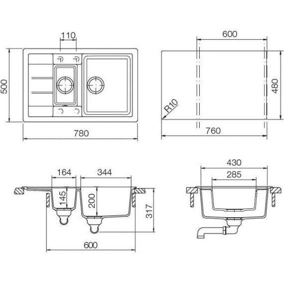 Кухонная мойка Schock Aster 60D 700760, мокка фото 3