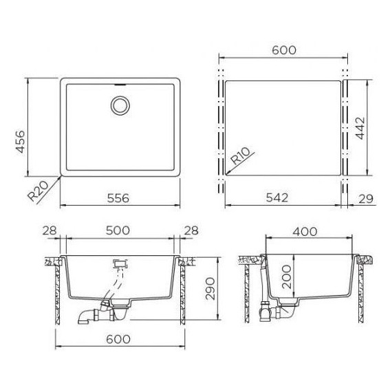 Кухонная мойка Schock Brooklyn 60 700991, оникс фото 3