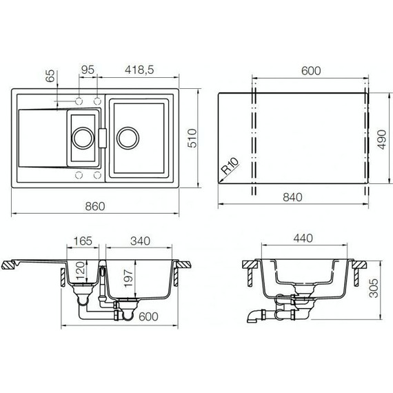 Кухонная мойка Schock Eton 60D 700693, магма фото 2