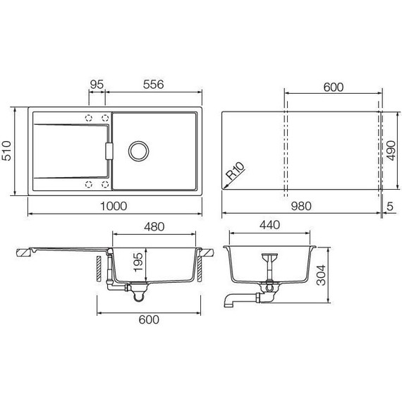Кухонная мойка Schock Eton 60D Large 700921, бронза фото 2