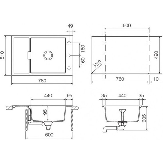 Кухонная мойка Schock Eton 60D Small 700912, поларис фото 3
