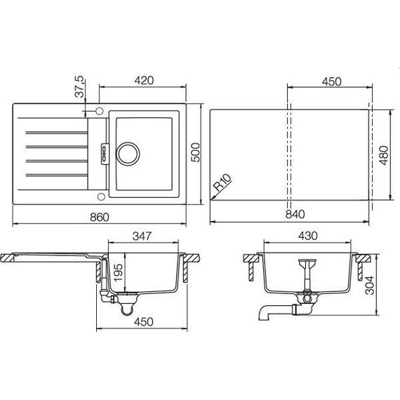 Кухонная мойка Schock Primus 45D 700350, альпина фото 3
