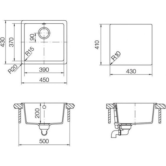 Кухонная мойка Schock Quadro 50 700509, оникс фото 4