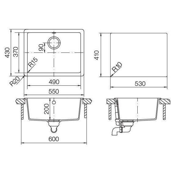 Кухонная мойка Schock Quadro 60 700522, саббиа фото 3