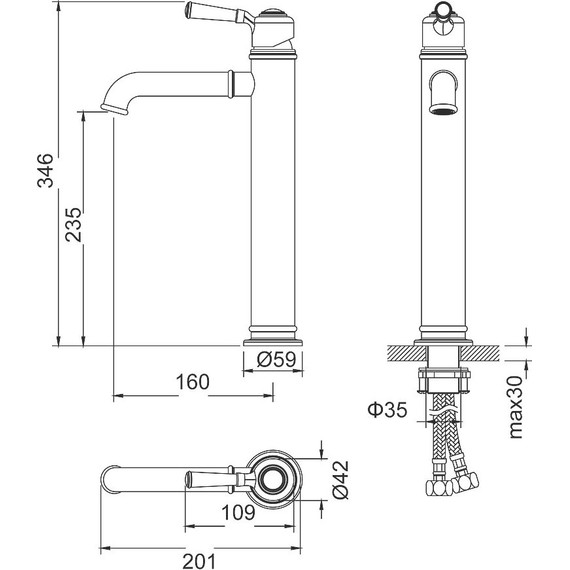 Смеситель для раковины высокий Timo Arisa 5311/03F, черный фото 4