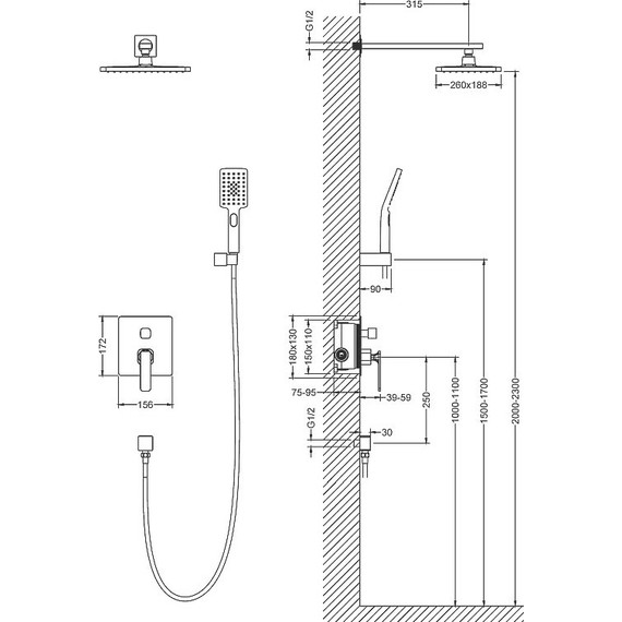 Душевая система для душа Timo Torne SX-4319/03SM, черный - 6 Душевая система для душа Timo Torne SX-4319/03SM, черный фото 6