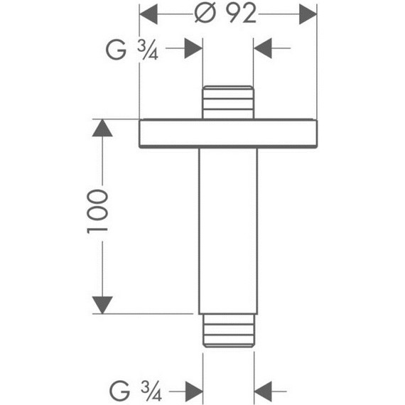 Кронштейн потолочный для верхнего душа Hansgrohe 100 мм 27418000 фото 2
