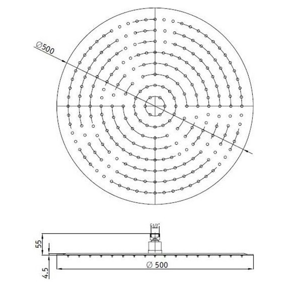 Верхний душ RGW SP-81B 21148150-04, нержавеющая сталь, 500х500 мм, черный фото 3