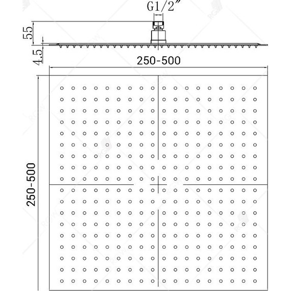 Верхний душ RGW SP-82B 21148250-04, нержавеющая сталь, 500х500 мм, черный фото 3
