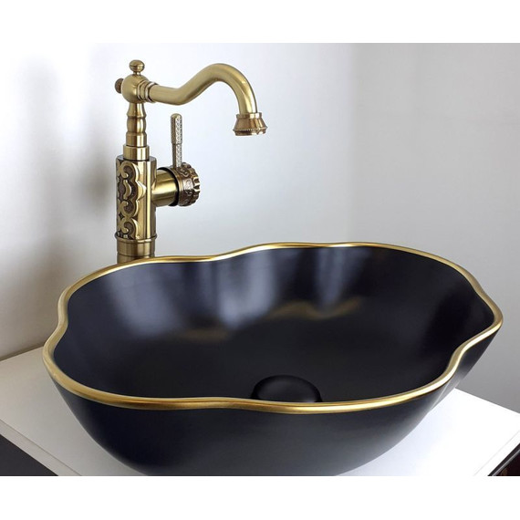 Раковина-чаша Bronze de Luxe 50 см 1395, черный/золото фото 2