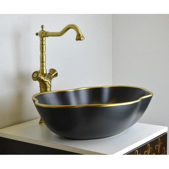 Раковина-чаша Bronze de Luxe 50 см 1395, черный/золото фото 3