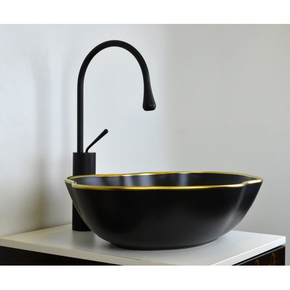 Раковина-чаша Bronze de Luxe 50 см 1395, черный/золото фото 4