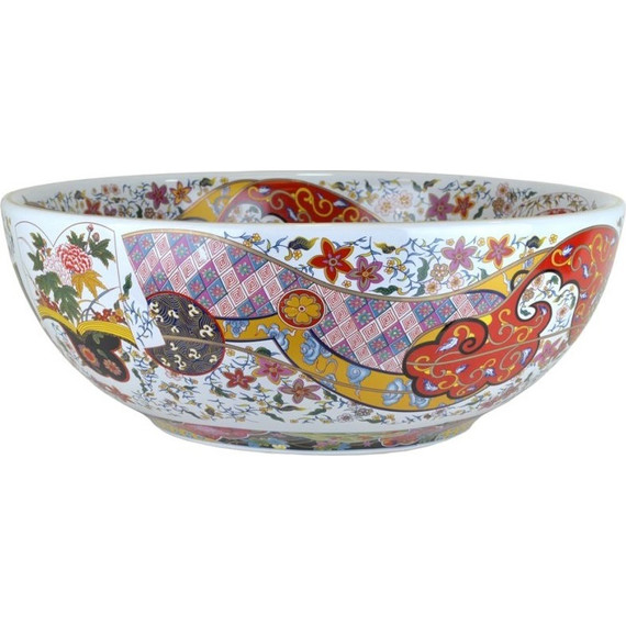 Раковина-чаша Bronze de Luxe Festival 40 см 2231, красная с орнаментом - 2 Раковина-чаша Bronze de Luxe Festival 40 см 2231, красная с орнаментом фото 2