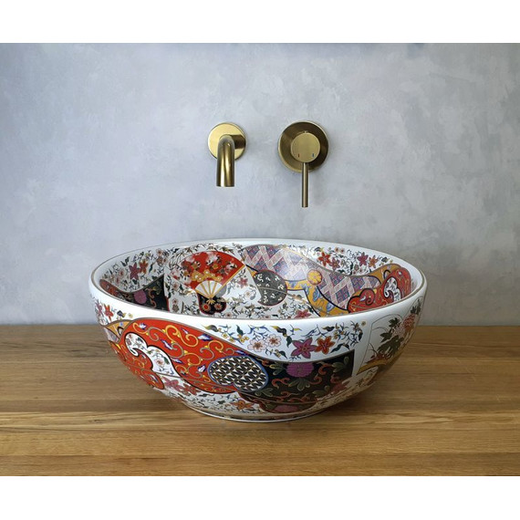 Раковина-чаша Bronze de Luxe Festival 40 см 2231, красная с орнаментом - 4 Раковина-чаша Bronze de Luxe Festival 40 см 2231, красная с орнаментом фото 4