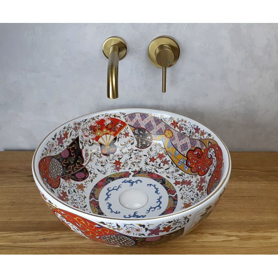 Раковина-чаша Bronze de Luxe Festival 40 см 2231, красная с орнаментом - 5 Раковина-чаша Bronze de Luxe Festival 40 см 2231, красная с орнаментом фото 5