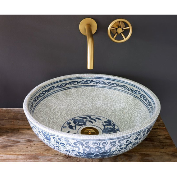 Раковина-чаша Bronze de Luxe Melody 40 см 2241, синий/искусственное состаривание фото 3