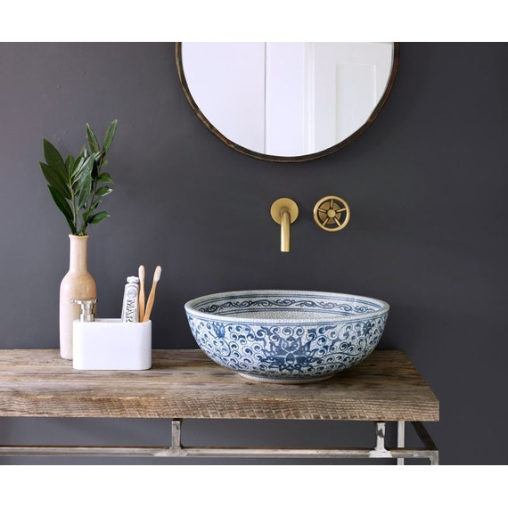 Раковина-чаша Bronze de Luxe Melody 40 см 2241, синий/искусственное состаривание фото 4