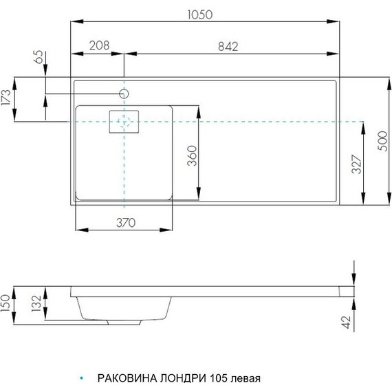 Тумба напольная с раковиной-столешницей Акватон Лондри 105 см 1A2360K0LH010 (раковина слева) - 10 Тумба напольная с раковиной-столешницей Акватон Лондри 105 см 1A2360K0LH010 (раковина слева) фото 10