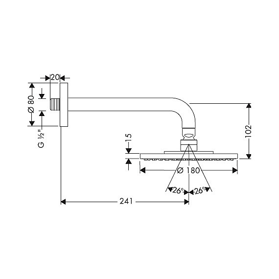 Верхний душ Hansgrohe Raindance S 180 1 jet 27471000, латунь фото 2