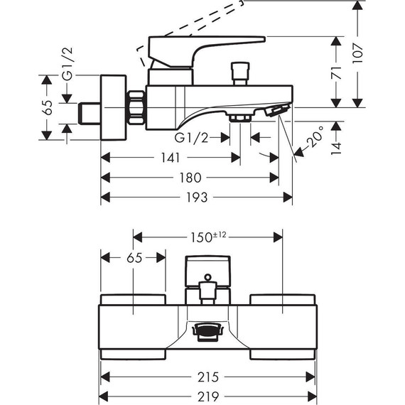 Смеситель для ванны Hansgrohe Metropol 32540990, золото фото 2