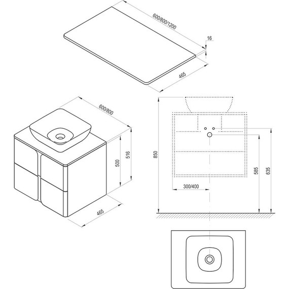 Тумба подвесная со столешницей Ravak Balance 800 X000001369, белый/графит - 3 Тумба подвесная со столешницей Ravak Balance 800 X000001369, белый/графит фото 3