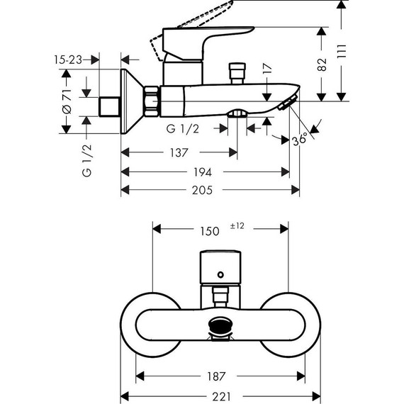 Смеситель для ванны Hansgrohe Talis E 71740140, бронза фото 2