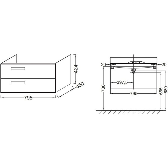 Тумба подвесная с раковиной Jacob Delafon Rythmik 80 см EB1303-G1C, белый лак фото 4