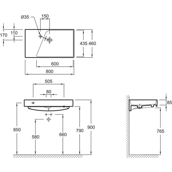 Тумба подвесная с раковиной Jacob Delafon Rythmik 80 см EB1303-G1C, белый лак фото 5