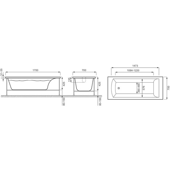 Ванна акриловая Jacob Delafon Ove 170х70 см E6D302RU-00 - 6 Ванна акриловая Jacob Delafon Ove 170х70 см E6D302RU-00 фото 6