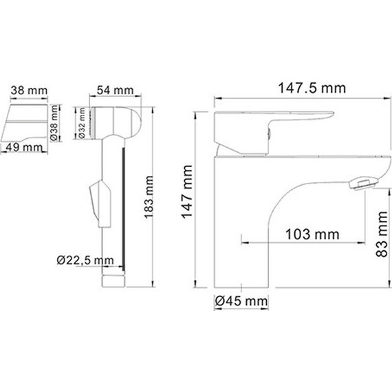Смеситель для раковины с лейкой для биде WasserKraft Leine 3508 фото 4