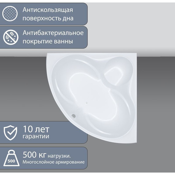 Ванна акриловая 1600х1600х680 Тритон Сабина с каркасом фото 7