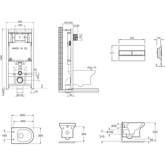 Инсталляция с подвесным безободковым унитазом Jacob Delafon Elite E21742RU-00 - 7 Инсталляция с подвесным безободковым унитазом Jacob Delafon Elite E21742RU-00 фото 7