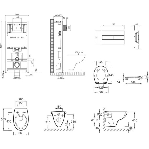 Инсталляция с подвесным безободковым унитазом Jacob Delafon Patio E21740RU-00 - 6 Инсталляция с подвесным безободковым унитазом Jacob Delafon Patio E21740RU-00 фото 6