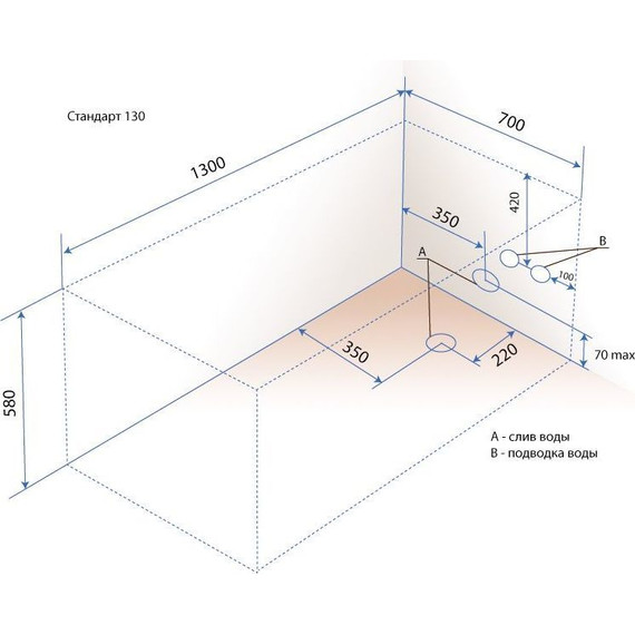 Ванна акриловая 130х70 Тритон Стандарт, Размер - мм: 1300х700 фото 9