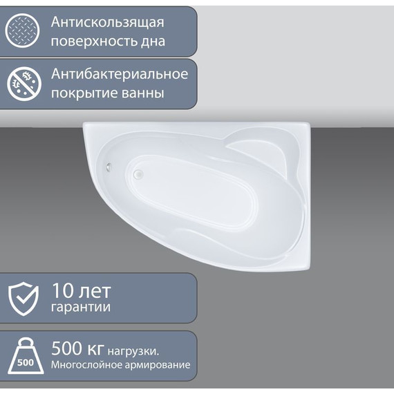 Ванна акриловая 1700х1000х625 Тритон Изабель L с каркасом фото 7