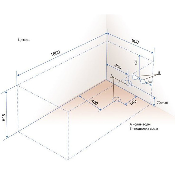 Ванна акриловая 1800х800х645 Тритон Цезарь с каркасом фото 8
